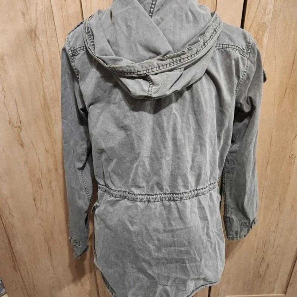 Talula Aritzia Grey Cotton Utility Field Jacket Hooded‎ Military Parka Medium